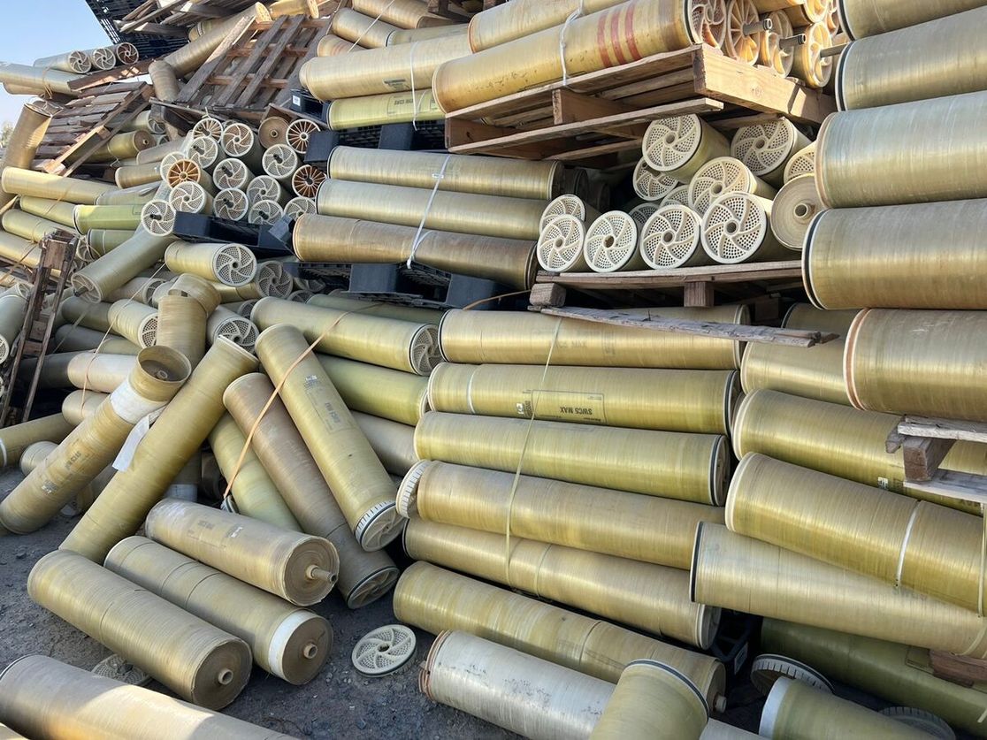 Stack of spent reverse osmosis elements at end of life