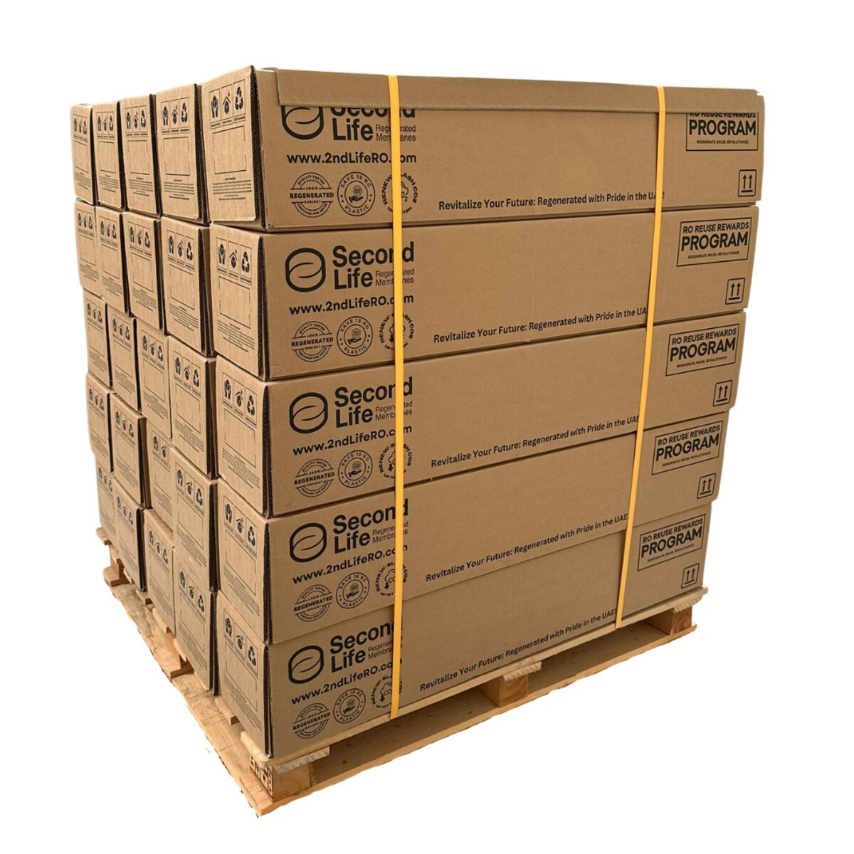 Finished pallet of regenerated elements, serial numbered and boxed